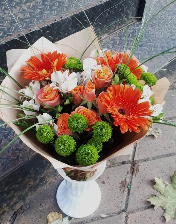 Букет цветов из: Герберы, Хризантемы, Альстромерии и Розы в Пучежи