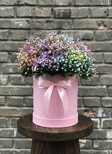 Цветочная композиция из Гипсофила и Розы в шляпной коробке в Пучежи