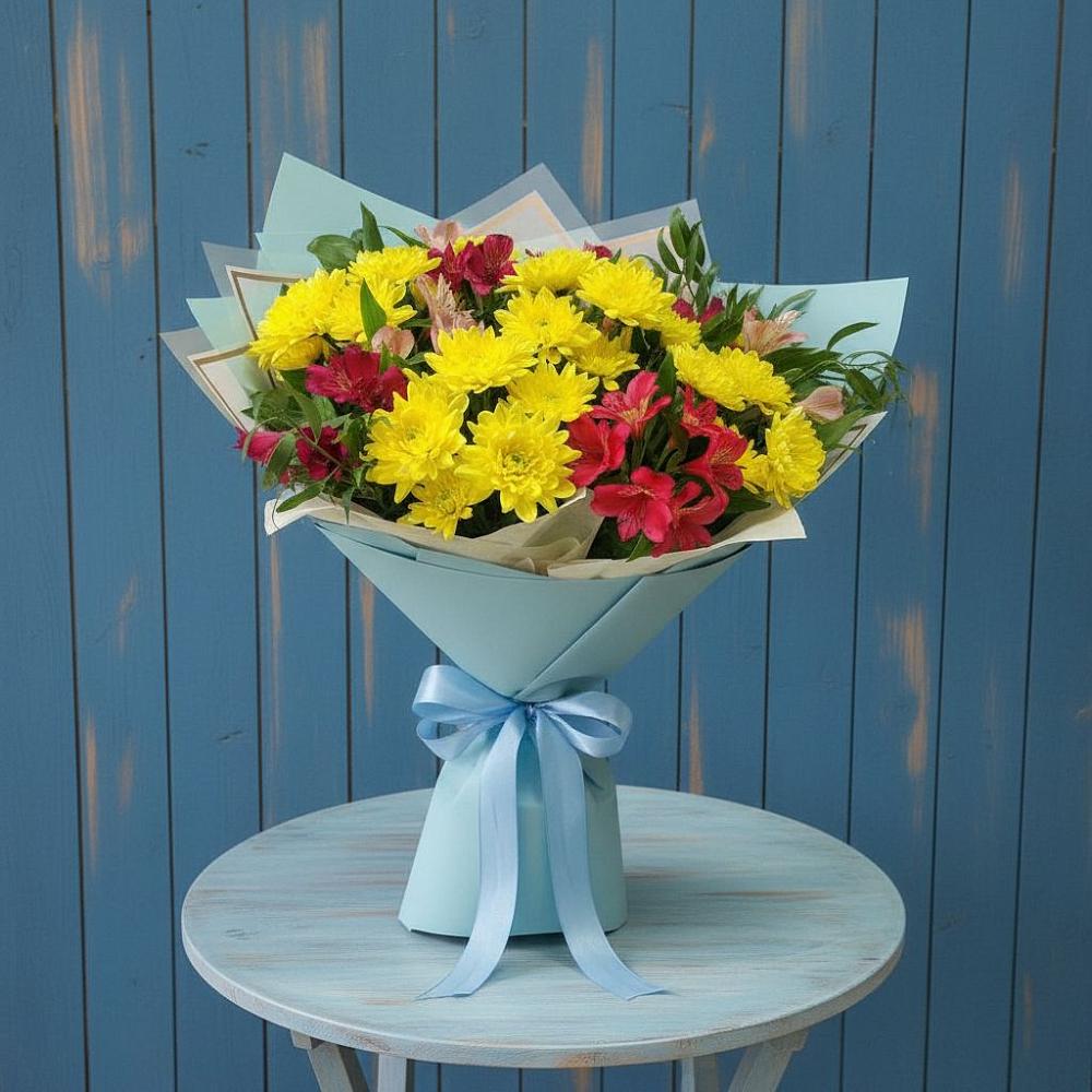 Букет цветов из: Альстромерии и Хризантемы в Пучежи