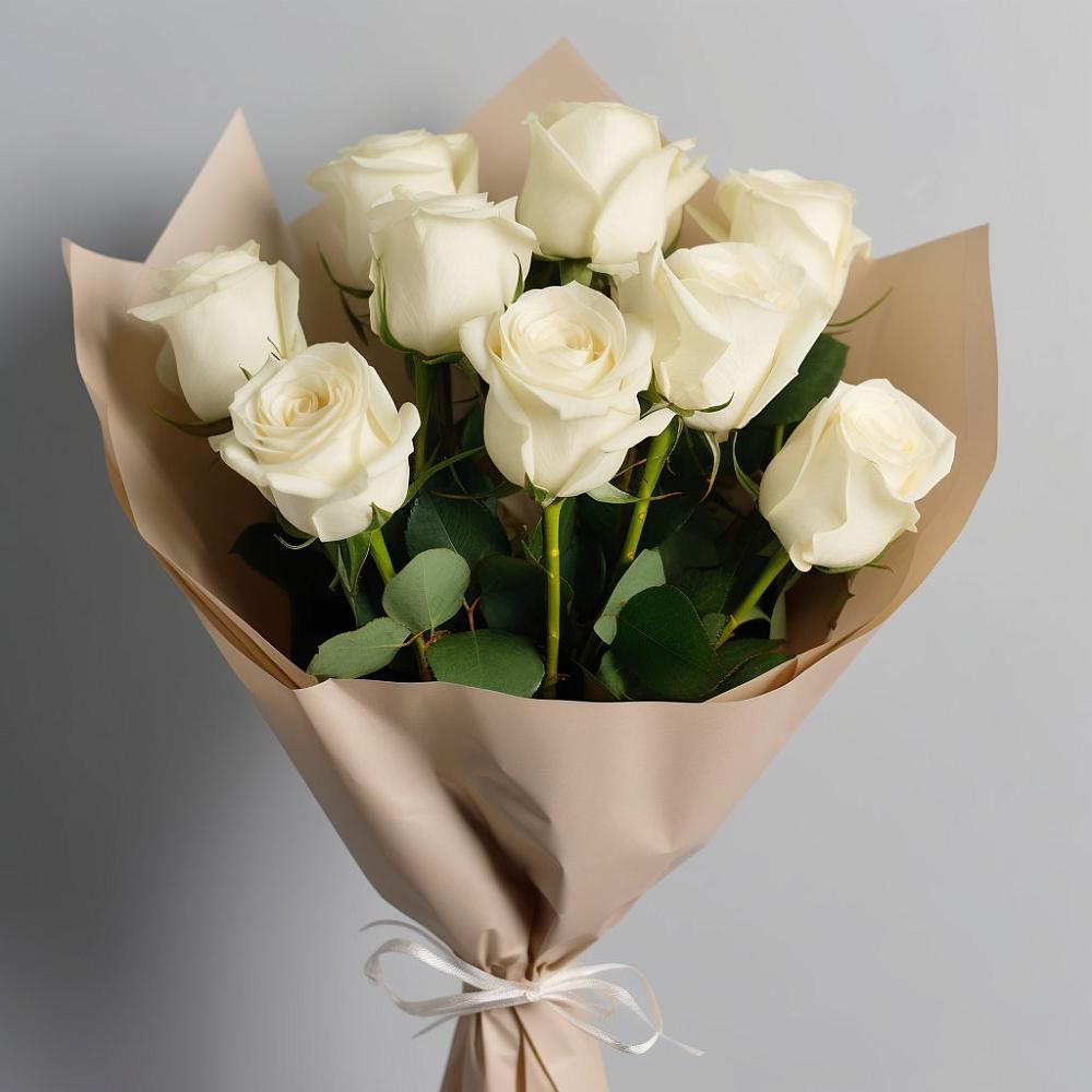 Букет 9 Белых роз Эдлесс Лав в Пучежи