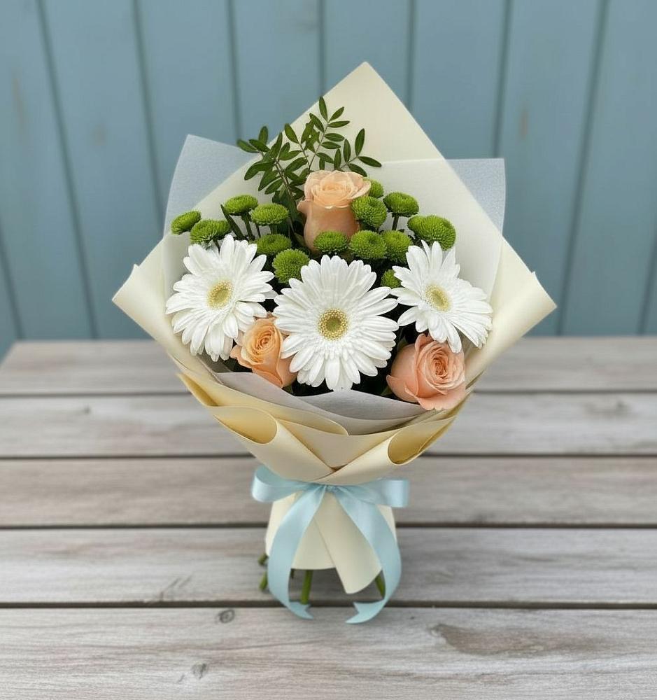 Букет цветов из: Герберы, Розы и Хризантемы в Пучежи
