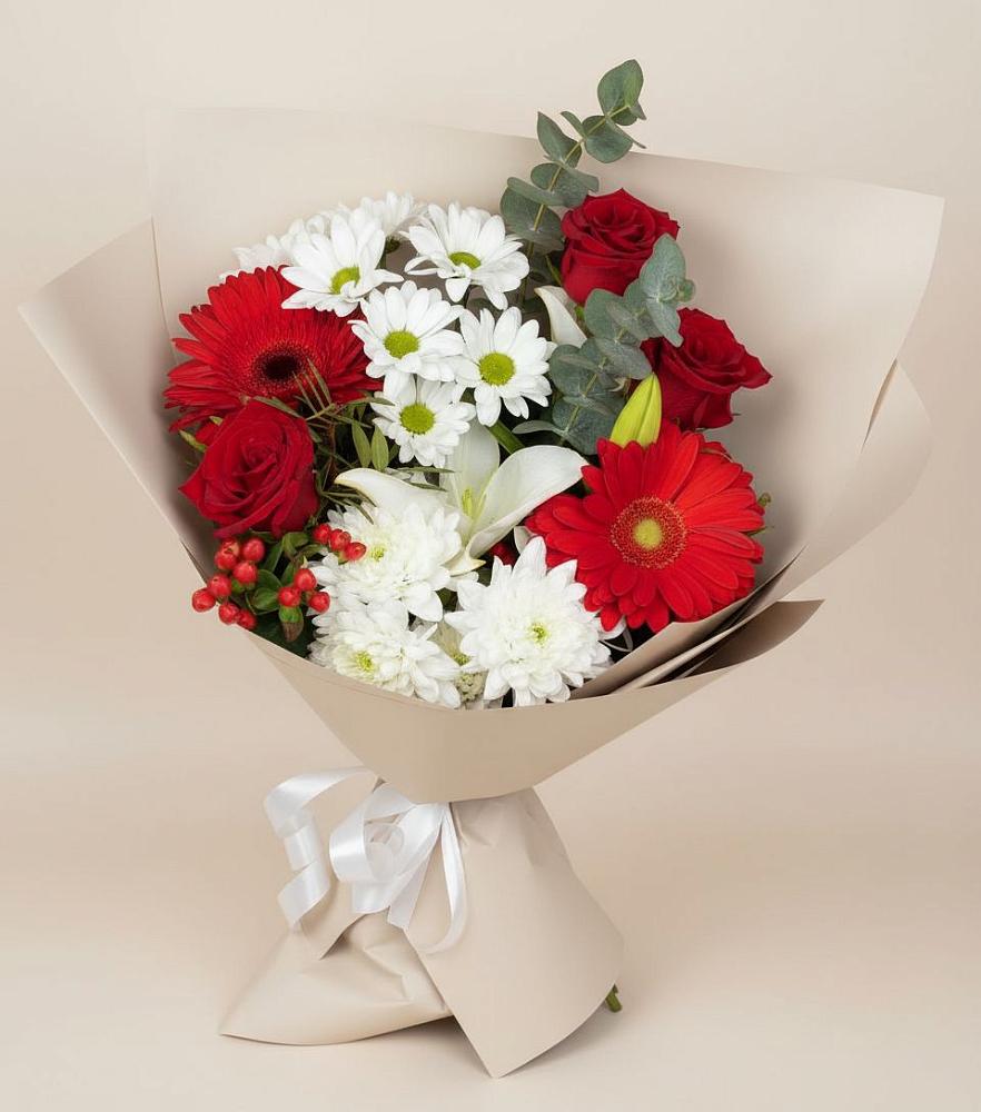Букет цветов из: Розы, Хризантемы, Герберы и Лилии в Пучежи