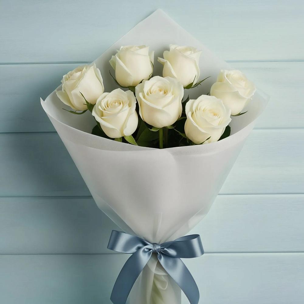 Букет 7 Белых роз Эдлесс Лав в Пучежи